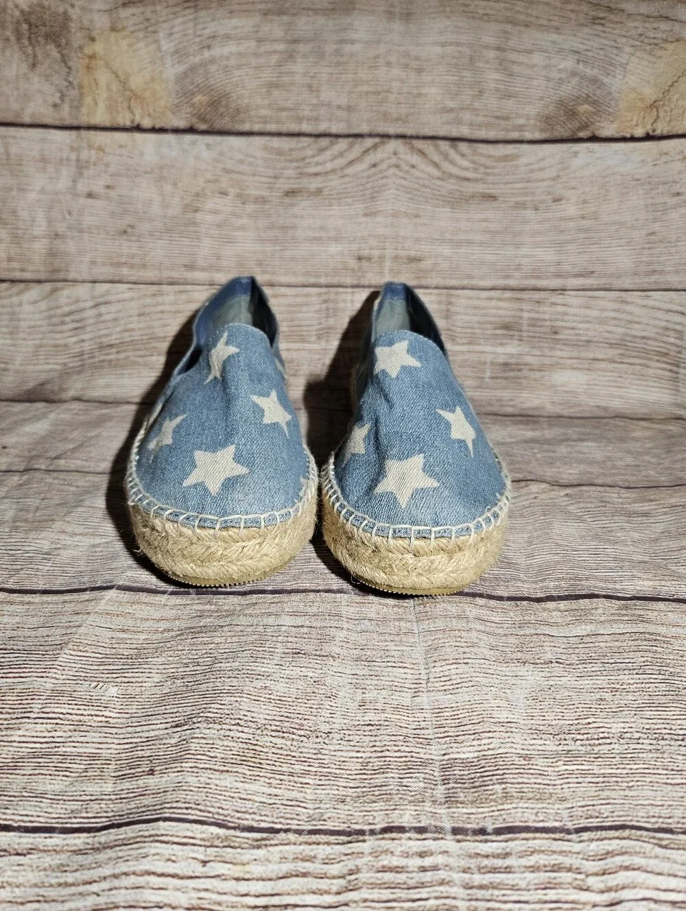 Steve Madden Talan espadrille chambray stars platform slip on shoes